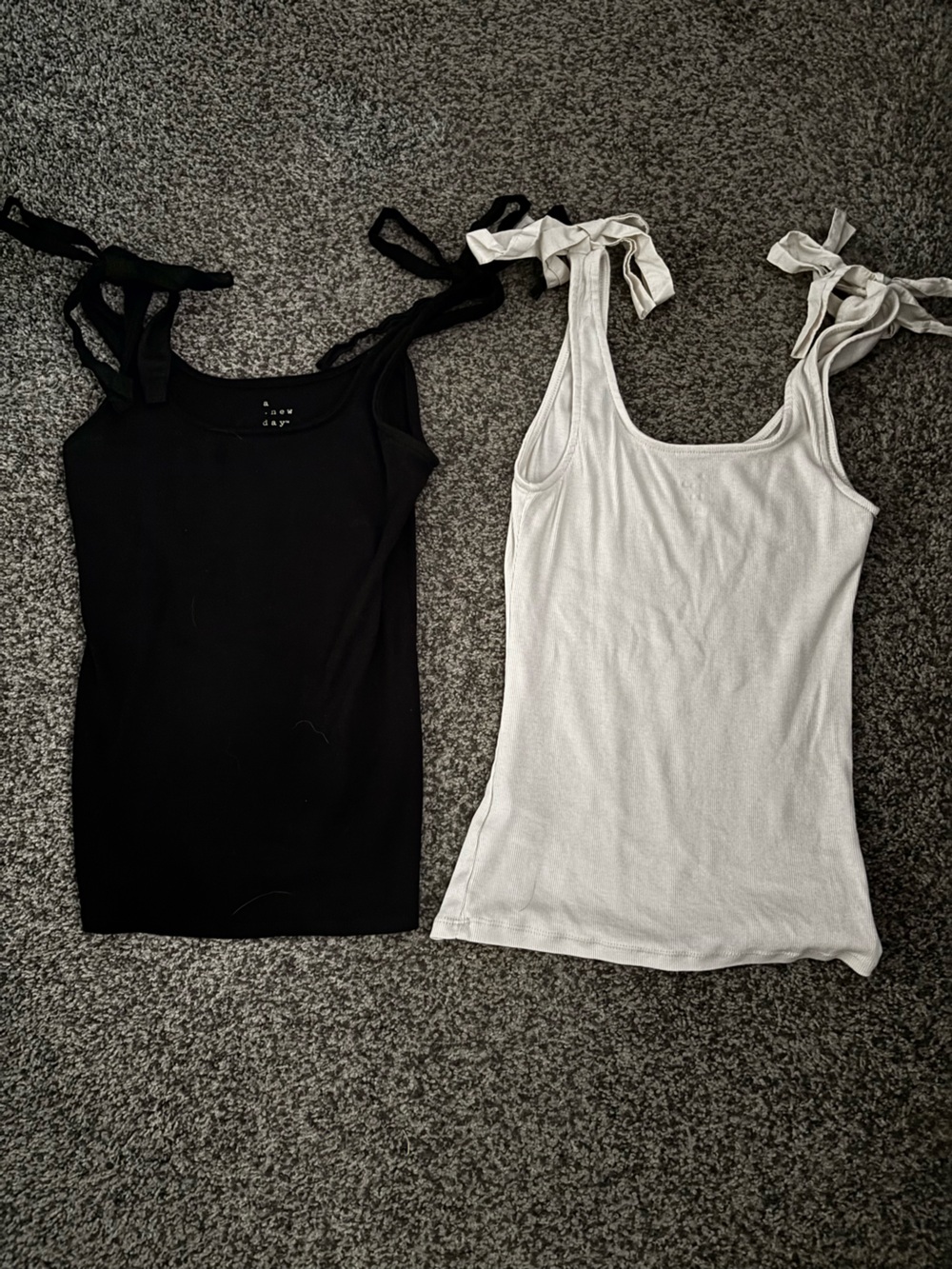 Lot of 2 women's S a new day shoulder tie tank tops bow black cream